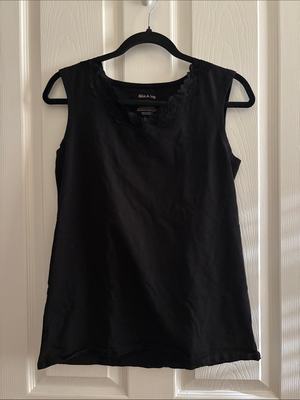 White Stag Black Sleeveless Lace-Trim Tank Top